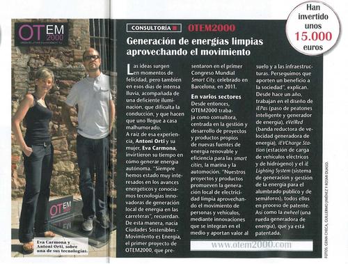 La revista Emprendedores entrevista a OTEM2000, generació d’energies netes aprofitant el moviment