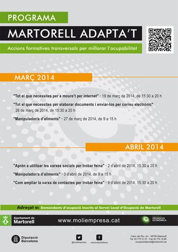 Nous cursos de formació del programa MARTORELL ADAPTA’T per persones en situació d’atur
