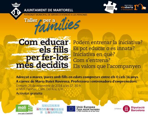 Maria Batet orientarà a les famílies sobre com educar els fills per fer-los més decidits en el marc del projecte Cultura emprenedora a l’Escola