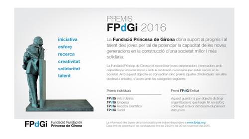 Últims dies per presentar candidatures als Premis FPdGi 2016, fins el 30 de novembre