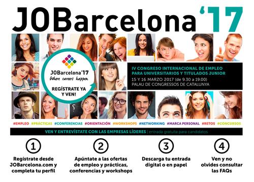 Cerques feina? Vine al JOBarcelona’17 i entrevista’t amb les empreses líders