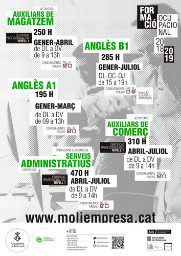 El curs CP Activitats Auxiliars de Magatzem dóna el tret de sortida a la Formació Ocupacional del Centre de Promoció Econòmica Molí Fariner enguany.