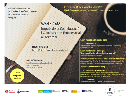 L’Ajuntament de Martorell organitza un World Cafè per l’impuls de la col·laboració i oportunitats empresarials a Martorell i Territori
