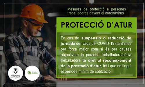 PROTECCIÓ D’ATUR: Suspensió o reducció de jornada derivada del COVID-19.