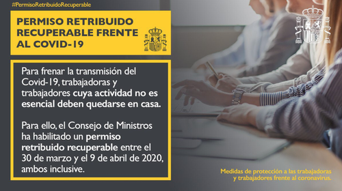 El Govern regula un permís retribuït recuperable per a les persones que treballin en serveis no essencials
