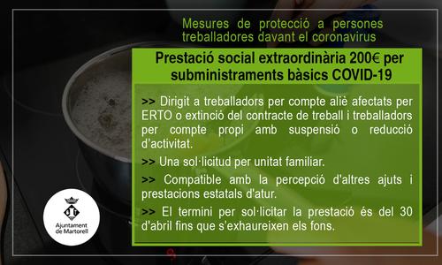 Ajuts d’urgència per a subministraments bàsics per a persones afectades per la situació de crisi ocasionada per la COVID-19