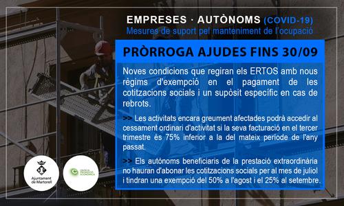 [EMPRESES-AUTÒNOMS] Pròrroga de les ajudes fins al 30 de setembre, amb noves exoneracions en les cotitzacions socials