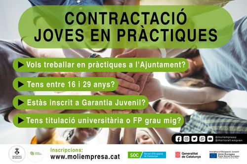 Nova convocatòria Joves en pràctiques per la contractació de 5 joves inscrits a la Garantia Juvenil a l’Ajuntament