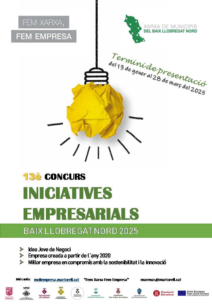 Arrenca el Concurs d’Iniciatives empresarials del Baix Llobregat Nord, dins el projecte supramunicipal “FEM XARXA, FEM EMPRESA”