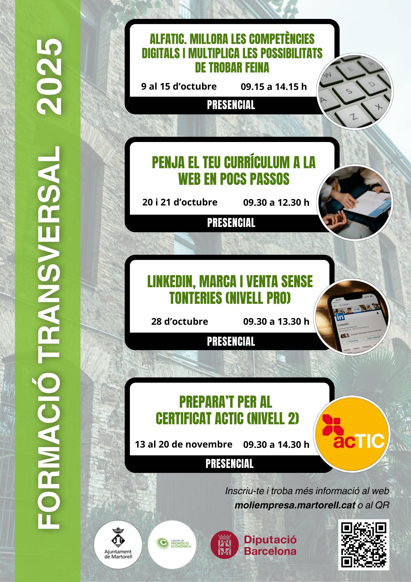 Inscripcions obertes als nous cursos de formació del programa “MARTORELL ADAPTA’T” per a la millora de l’ocupabilitat