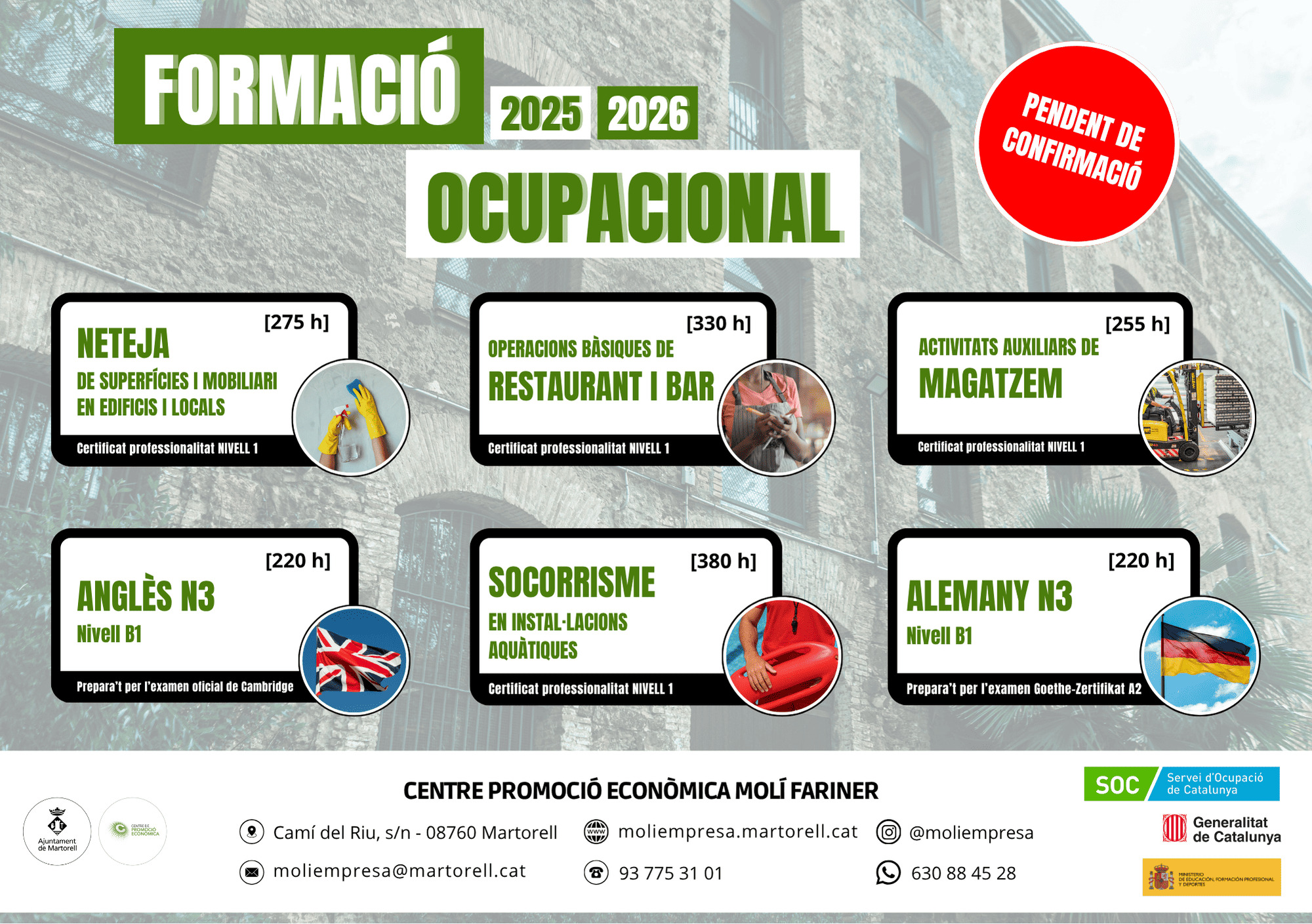 S’obre el període per demanar informació per als cursos FOAP 2025-26