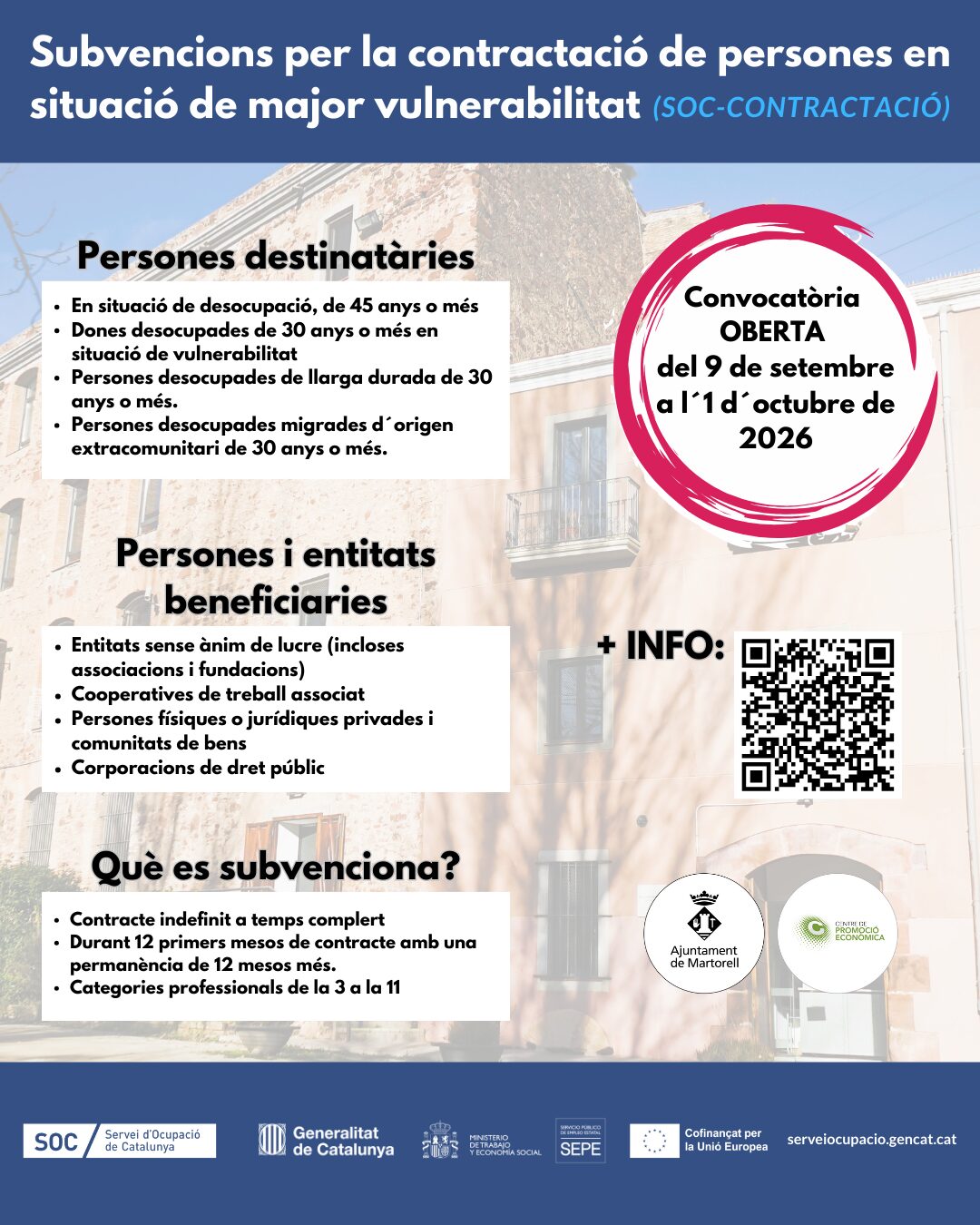 Convocatòria oberta: subvencions per a la contractació de persones en situació de vulnerabilitat